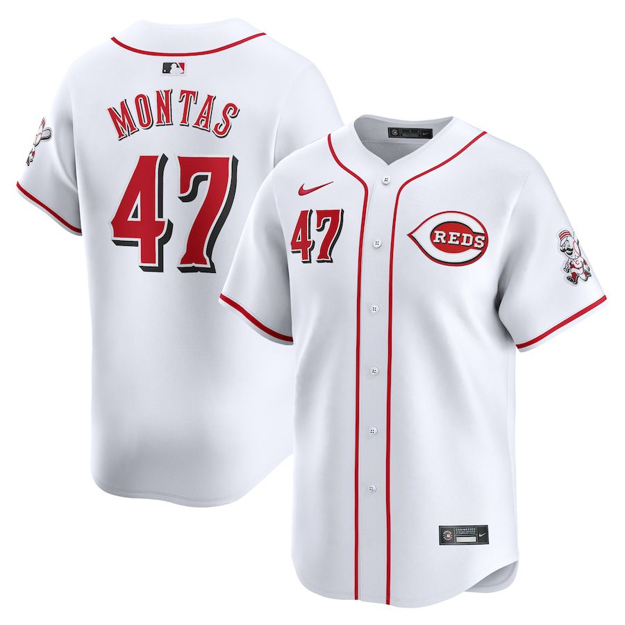 Men Cincinnati Reds #47 Frankie Montas Nike White Home Limited Player MLB Jersey